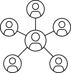 Poster - Abstract network of people icons connected in a central hub and spoke design