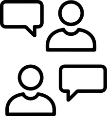 Poster - Two people icons with speech bubbles indicating conversation and communication