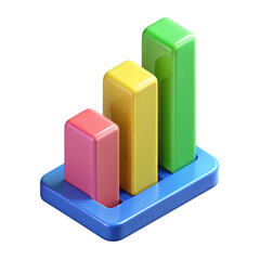 Fototapete - Colorful 3d bar chart graphic rising growth success business data infographic presentation marketing colorful rendered illustration design element icon rise blue pink trend on transparent background
