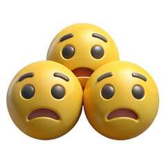 Aufkleber - Three worried and scared yellow emoji faces grouped together isolated on transparent background