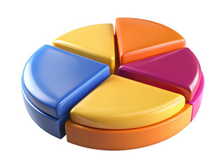 Fototapete - Colorful 3d pie chart graphic business data presentation illustration marketing infographic colorful segments statistics report analytics financial data visualization modern on transparent background