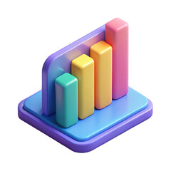 Fototapete - Colorful 3d rendered bar graph chart showing growth progress success development increasing statistics data visual business finance investment marketing report presentation on transparent background