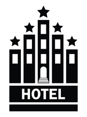 Poster - Hotel icon. Simple hotel icon, vector silhouette symbol illustration website graphic design. Flat style hotel sign symbol icon isolated on white background. Modern and editable vector illustration.
