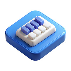 Poster - A 3d render of a blue and white piano key icon isolated on transparent background