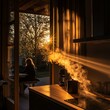 © Daeng1010 - Relaxing sunset coffee moment outdoor nature scene photography warm light atmosphere contemplative viewpoint