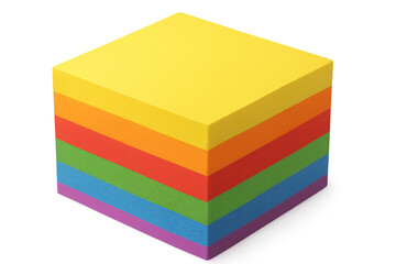 Poster - Colorful sticky notes forming a cube on a transparent background, ideal for concepts related to organization, reminders, and creativity