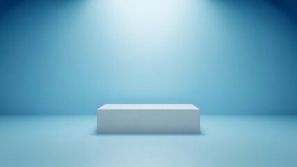 Poster - Minimalist studio display with bright spotlight on white podium image
