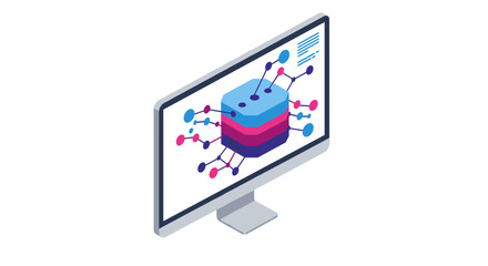 Poster - Isometric vector illustration of digital data network for tech poster