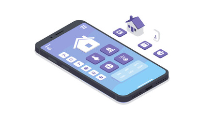 Poster - Smart home control app design vector illustration in modern 3d isometric style
