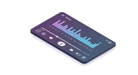 Poster - Isometric music player vector illustration for digital interface design