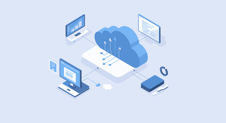 Poster - Cloud computing technology concept - isometric vector illustration for digital design projects