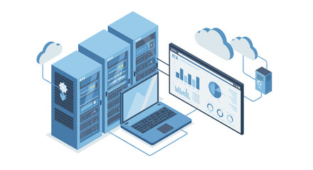 Poster - Cloud computing data analysis vector illustration for technology design