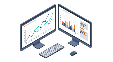 Poster - Isometric business data analysis vector illustration for reports and presentations