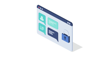 Poster - Online privacy and security vector illustration in isometric style for web design and digital concepts