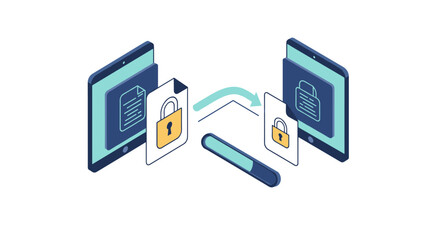 Poster - Secure file transfer vector illustration for digital security and encryption design in modern flat style