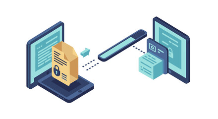Poster - Secure data transfer concept vector illustration in isometric style for digital security design