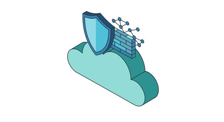 Poster - Cloud security concept vector illustration in isometric style for technology design