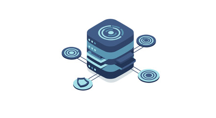 Poster - Isometric data server network vector illustration for tech design and posters