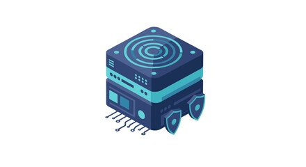 Poster - Cybersecurity concept vector illustration for digital protection in isometric style