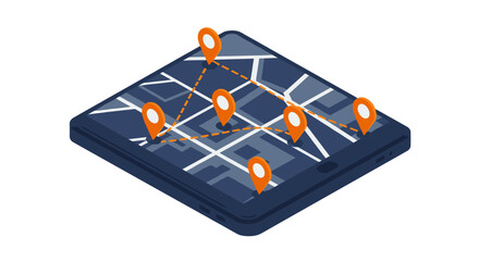 Poster - Isometric map navigation vector illustration for gps and location design