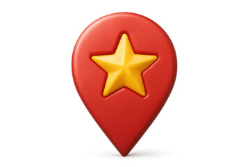 Poster - Gold star location pin marking favorite destinations, floating against transparent backdrop with precise 3d rendering highlighting point of interest