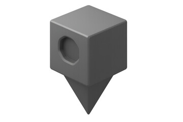 Fototapete - Gray octagonal location pin with glossy surface, marking precise geographic coordinates on transparent digital backdrop