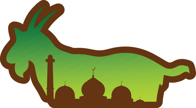 Illustration of Eid al-Fitr and Eid al-Adha icons, various sacrificial animals with transparent backgrounds as per design needs