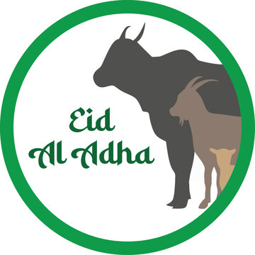 Illustration of Eid al-Fitr and Eid al-Adha icons, various sacrificial animals with transparent backgrounds as per design needs