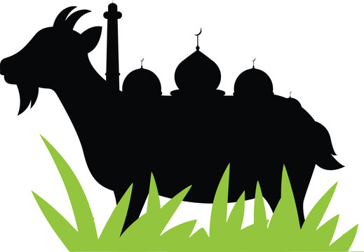 Illustration of Eid al-Fitr and Eid al-Adha icons, various sacrificial animals with transparent backgrounds as per design needs