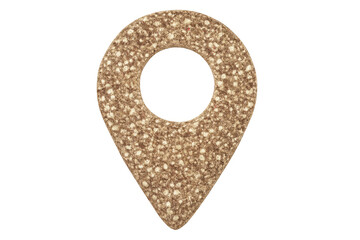 Fototapete - Location pin icon made of gold glitter, sparkling and shimmering on a transparent background, perfect for indicating points of interest or destinations on maps