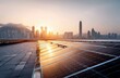 © AndyAziz - Hong Kong's skyline glows as rooftop solar panels harness the setting sun's energy.