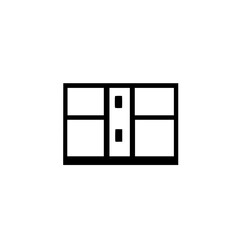Poster - Black icon representing a door or entrance with rectangular panels and a central opening
