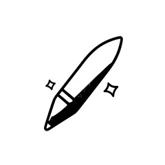 Poster - Stylized black icon of a pencil with sparkling effects, perfect for design and creativity applications