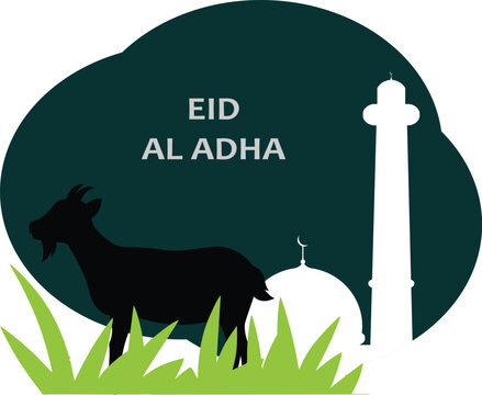 Illustration of Eid al-Fitr and Eid al-Adha icons, various sacrificial animals with transparent backgrounds as per design needs