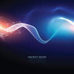 Poster - Abstract blue and purple wave background with glowing particles, creating a dynamic and futuristic design