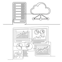 Poster - Server rack connected to cloud and data analytics charts