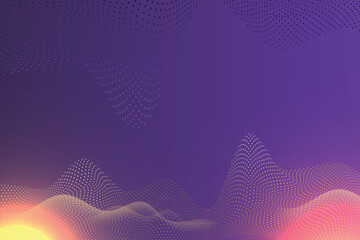 Poster - Abstract purple wave background with glowing dots and particles