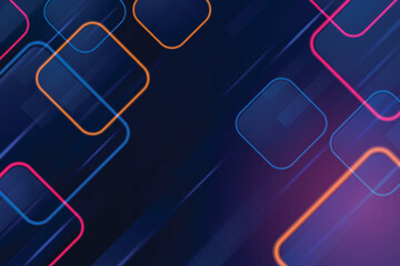 Poster - Abstract background with glowing neon squares and dynamic lines