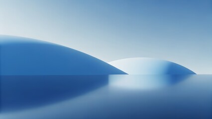 Poster - Undulating Blue Landscape with Reflective Water – Conceptual Visual for Tranquility, Minimalism, and Spatial Flow
