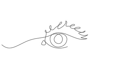 Poster - Self drawing line animation Human Eye continuous line drawn concept video, Beauty and personal care. Abstraction with a human eye. Element of the organ of vision. 4k video.