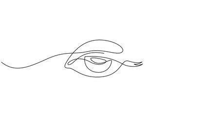 Poster - Self drawing line animation Human Eye continuous line drawn concept video, Beauty and personal care. Abstraction with a human eye. Element of the organ of vision. 4k video.