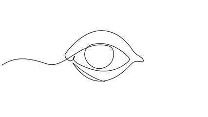 Poster - Self drawing line animation Human Eye continuous line drawn concept video, Beauty and personal care. Abstraction with a human eye. Element of the organ of vision. 4k video.