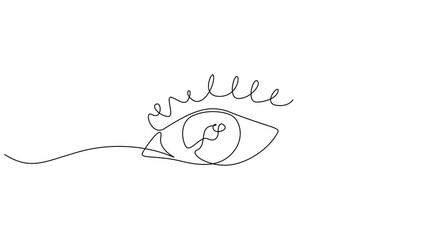 Poster - Self drawing line animation Human Eye continuous line drawn concept video, Beauty and personal care. Abstraction with a human eye. Element of the organ of vision. 4k video.