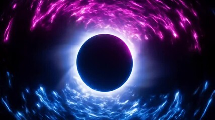 Wall Mural - A eclipse emitting light Blue and purple animation Background