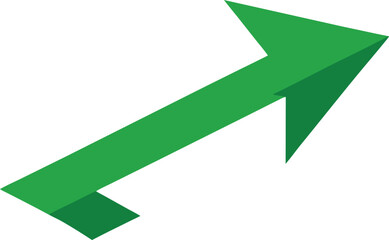 Poster - green arrow pointing upwards and to the right silhouette isolated on transparent background