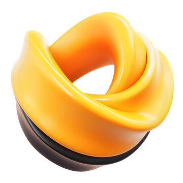 Orange and black abstract twisted form.