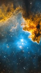 Wall Mural - Nebula with stars and blue gas in deep space. Galaxy background. Vertical video