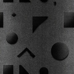 Poster - seamless background texture artwork showcases metallic surface adorned with black geometric shapes. the design creates unique and visually captivating ideal for various uses generative ai