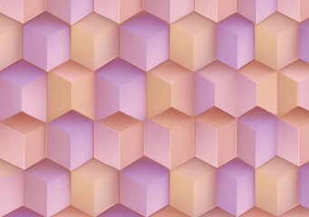 Poster - Pastel colored isometric cubes design