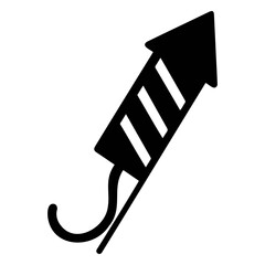 Poster - Silhouette illustration of a firework rocket with three stripes and a curved fuse design element on transparent background